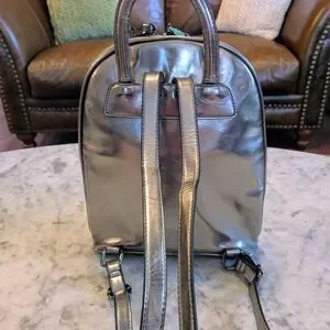 INC International Concepts Silver Metallic Mini Backpack – Chic & Functional Womens Mini Backpacks, Stylish Mini Fashion Backpack PU  main image 3